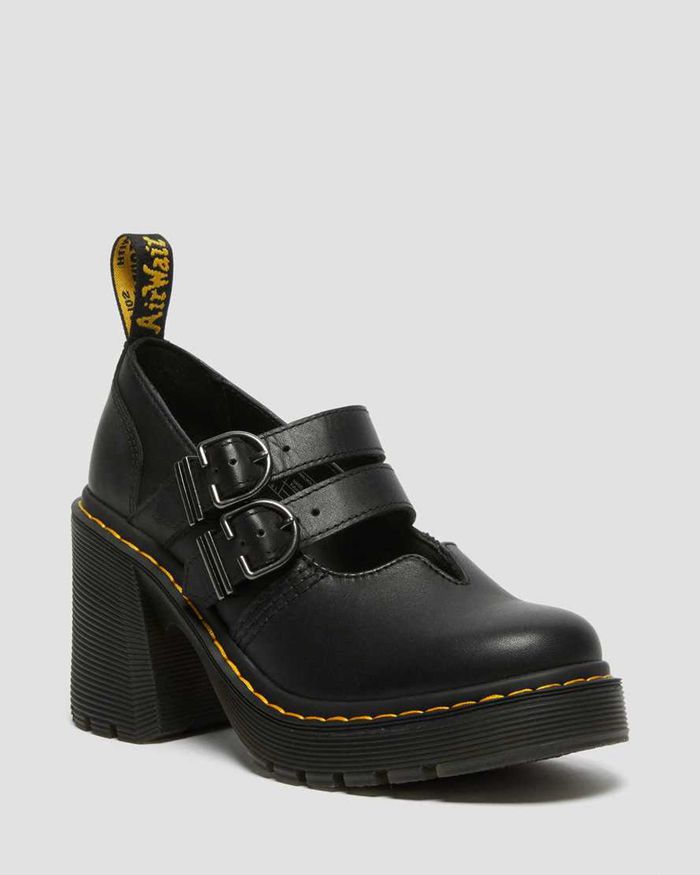 Dr Martens Mary Janes Dame Svart Eviee Sendal Læder Heeled & 0621HYSAQ